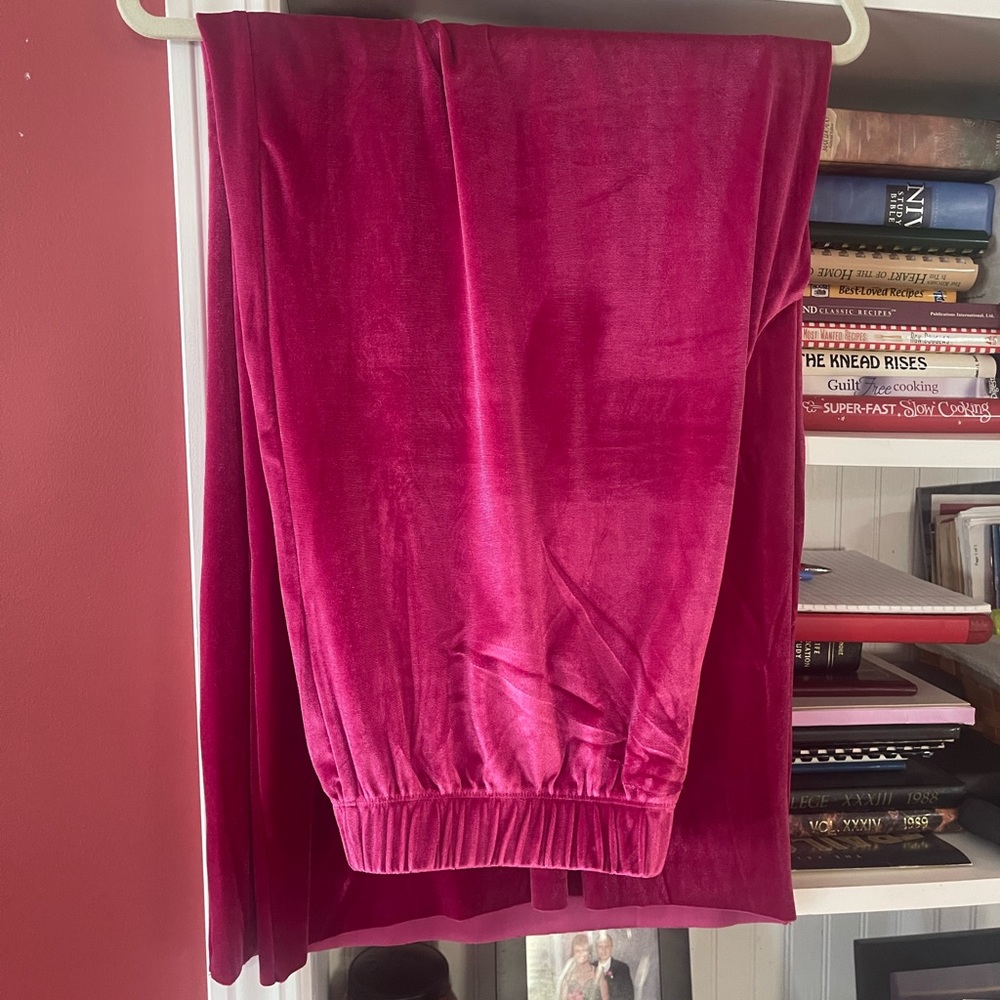 Zenana 1X pink velvet pants